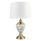 Hepburn Large Ceramic Printed Table Lamp with Matching Shade - Gold & Cream