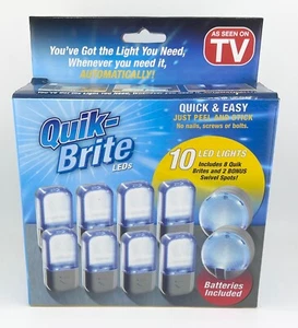 New Quik-Brite LEDs 10 Lights Batteries Included As Seen On TV Place Anywhere - Picture 1 of 3