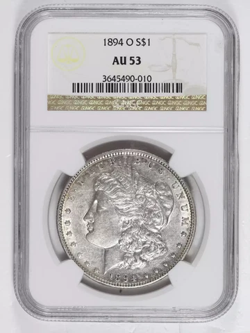 1894 O Morgan Silver Dollar NGC AU-53 Cover