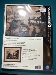 NEW Dimensions Peaceful Silhouette Fishing Boats Cross Stitch Kit JamesHimsworth - Picture 1 of 8