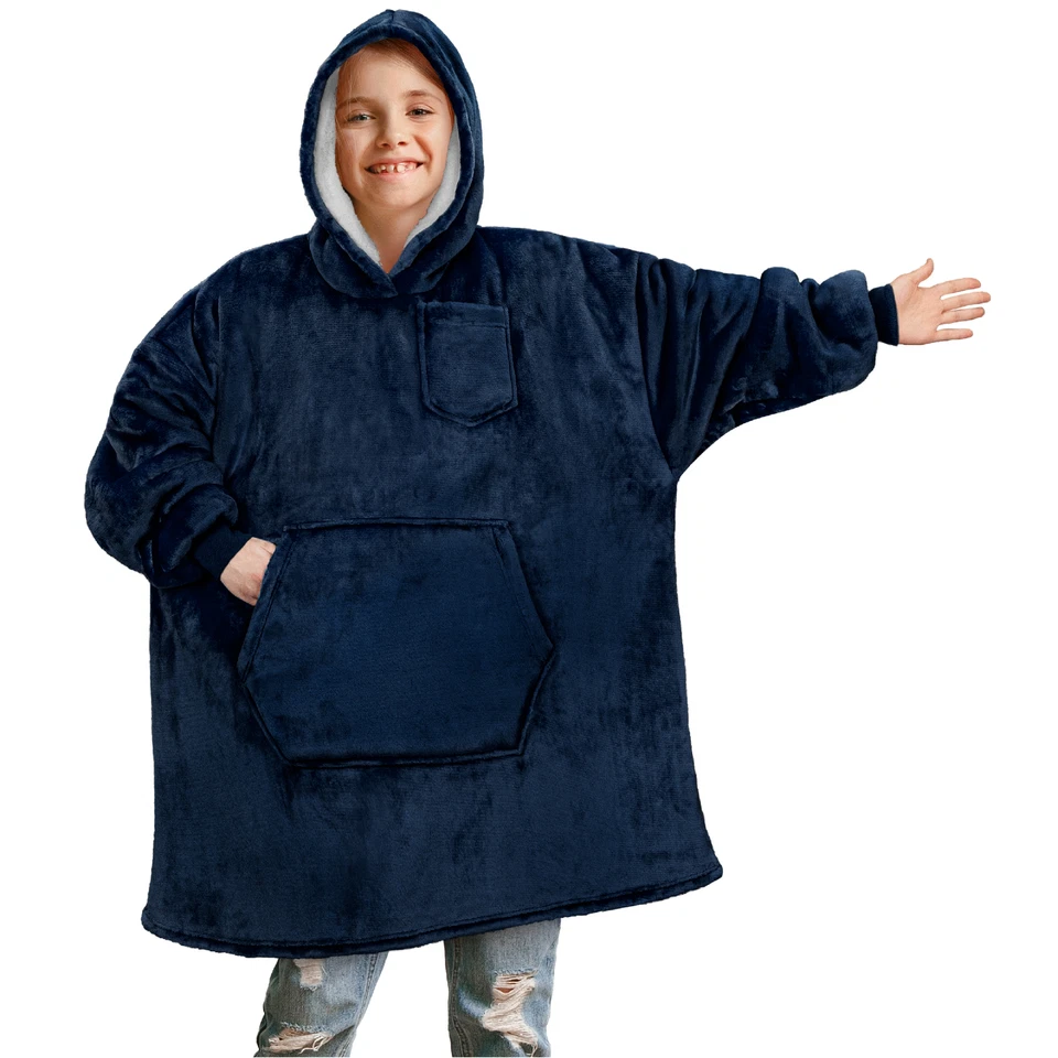 Manta Sudadera Forro Sherpa Cómoda Polar Sudadera con Capucha De Gran Tamaño para Niños Adolescentes JR Foto 1 de 1