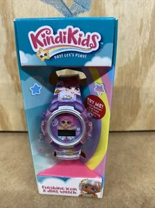 Kindi Kids Flashing Icon & Dial LCD  Wrist Watch Purple and Pink Free Shipping! - Picture 1 of 5