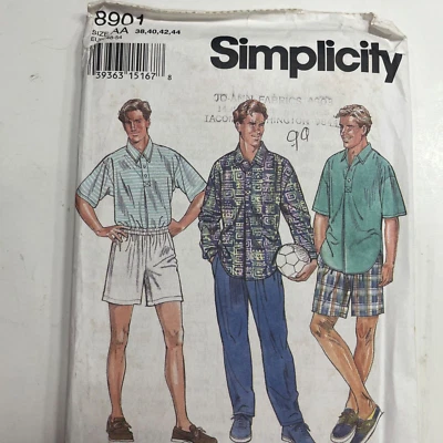 Simplicity 8901 Vintage sewing pattern Mens Sz 38 - 44 SHIRT PULL ON SHORTS/PANT - Image 1 of 4