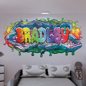 Custom Graffiti Name Wall Decal - Personalized Vinyl Room Decor Sticker - Picture 1 of 4