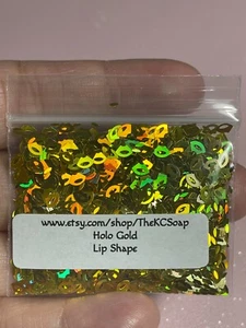 5G Holographic Gold Lip shape Glitter for nail acrylic gel craft US Seller - Picture 1 of 2