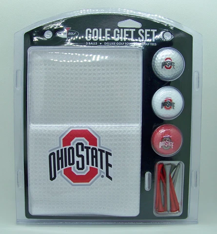 Ohio State Buckeyes NCAA Regulation Size Golf Balls Tees Microfiber Towel Set Cover