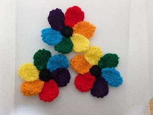 Handmade Knitted Rainbow Flower Brooch - Picture 1 of 2