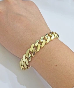 Real 10k Yellow Gold Bracelet 13mm 8 Inch Royal Monaco Cuban Link Mens Box Clasp - Picture 1 of 9