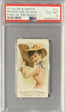 1889 N7 Allen & Ginter Fans Of The Period #13 BROWN FAN, IN RAIN PSA 6 EX-MT