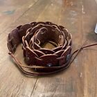 Fossil Ladies Brown Circle Silver Studded Conch belt Adjustable MED Leather