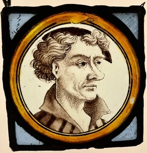 Antique 17th Century Dutch Flemish Stained Glass Peasant Man Window Panel #2 - Picture 1 of 7