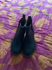 Art Company Black Leather Ankle Boots With Wooden Effect Heel Size UK 6 - Picture 1 of 4