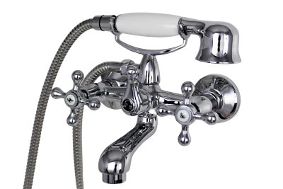 Retro Badewannenarmatur Zweigriff Keramik Duschkopf  Wannenarmatur Nostalgie - Bild 1 von 3