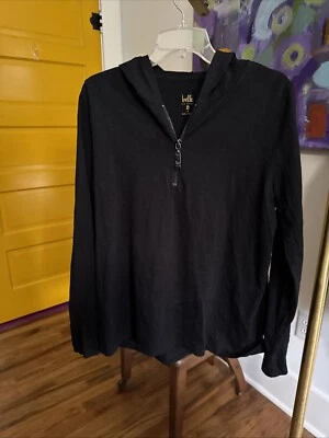 Sudadera con Capucha Belle by Kim Gravel Slub-Knit Signature Cremallera A451300 Negra Talla Mediana Foto 1 de 4