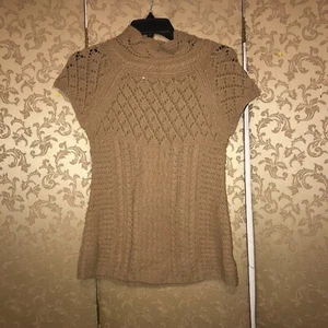 Maglione pullover Anthropologie Sparrow marrone a punta manica corta XS - Foto 1 di 4