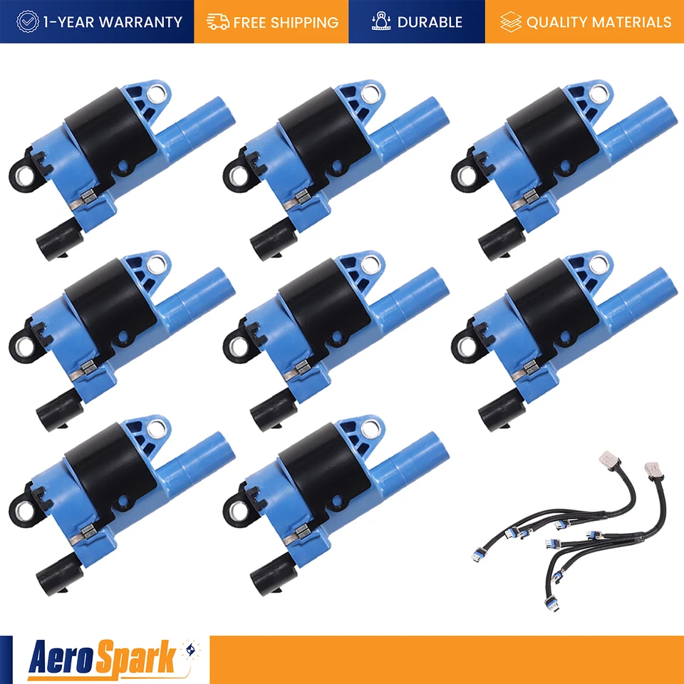 8 Professional Ignition Coil & 8 Connector for 2007-2013 GMC Sierra 1500 5.3L V8 - Image 1 of 1