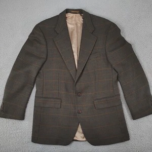CHAPS Ralph Lauren Blazer 40R Brown Plaid 100% Wool Lined Suit Jacket Sport Coat - Picture 1 of 22