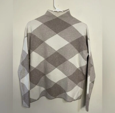 Suéter Pullover Túnica Tahari Mujer Cuello Simulado Bloque de Color Muy Suave Talla Mediana. Foto 1 de 4