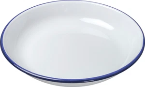 FALCON ENAMEL HOUSEWARES 22cm DEEP PLATE, TRADITIONAL WHITE WITH BLUE RIM - Picture 1 of 1