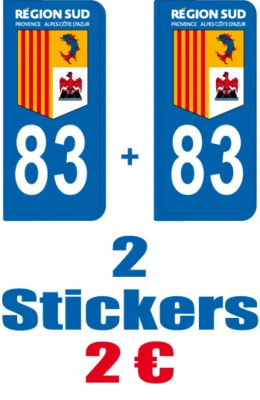 SAFIRMES 2-STICKERS-PLAQUE-AUTO-IMMATRICULATION-DEPARTEMENT-LOGO 83