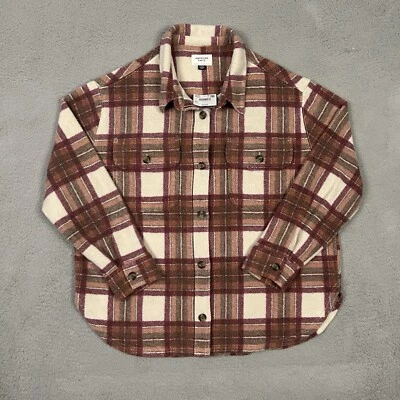 Jaqueta Feminina American Eagle Xadrez Oversized Fleece & Love Shacket Tamanho G Nova Com Etiqueta - Imagem 1 de 4