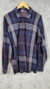 Vtg Polo Ralph Lauren Henley Pullover Men's XL Plaid Oversized Baggy 90s Tartan - Picture 1 of 10