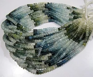 AAA Quality Natural Moss Aquamarine Rondelle Faceted Beads 4-5mm, Strand 13 inch - Picture 1 of 6