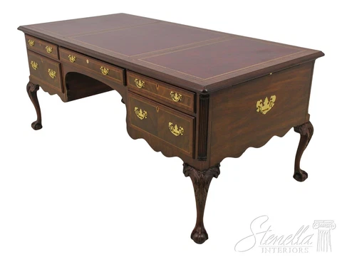 58998EC: HENKEL HARRIS MOORE Claw Foot Mahogany Leather Top Desk Cover