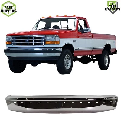 Front Bumper Face Bar Chrome Steel For 1992-1996 Ford F-150 F-250 1992-1997 F-35 Foto 1 de 4