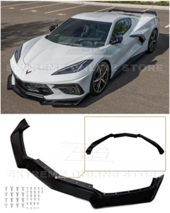 For 20-Up Corvette C8 | ZR1 Stage 2 Gloss Black Front Bumper Splitter Lip Kit - Picture 1 of 12