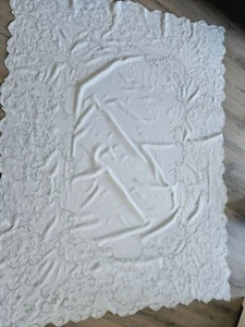 Vintage Tischdecke alt Herrenhaus Spitzendecke Lochstickerei RECHTECKIGE Form - Bild 1 von 8
