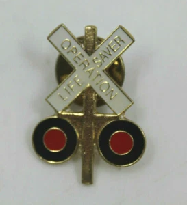  Operation Life Saver Railroad Train Crossing Signal Collectible Pin Vintage - Picture 1 of 9
