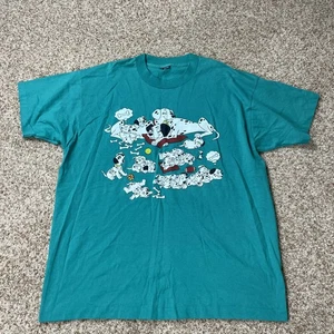 Vintage 101 Dalmatians Disney T-Shirt XL Green Single Stitch 90s - Picture 1 of 6