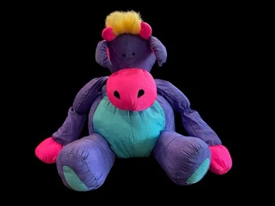 Antigo Stuffins 1990 Lumpy's Gang Nylon Puffalump Roxo Vaca Pelúcia Animal - Imagem 1 de 4