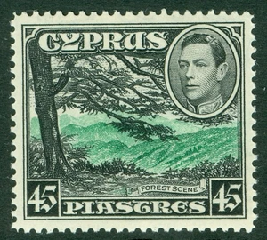 SG 161 Zypern 1938. 45pi grün & schwarz. Fein unmontiert postfrisch - Bild 1 von 1