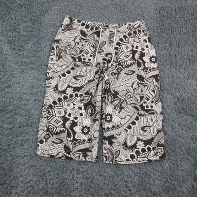 Pantalones Cortos Chico's Skimmer Mujer 2 Marrón Blanco Floral Paisley Cordón 33x16.5* Foto 1 de 4