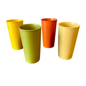 Vintage Tupperware Becher 873 4er Set Erntefarben stapelbar - Bild 1 von 9