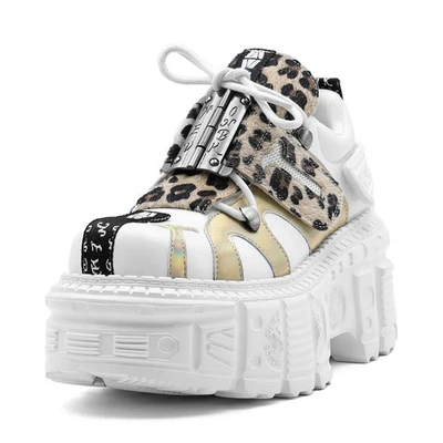 Zapatos de mujer estilo punk tacón altura plataforma gótico tobillo rock botas decoración de metal Foto 1 de 4