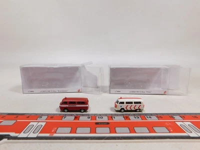 2x Lemke Mini N 1:160 VW T2 LC3868 Polis LC3873 Brandweer Mint + Box # DW699-0,5 - Immagine 1 di 4