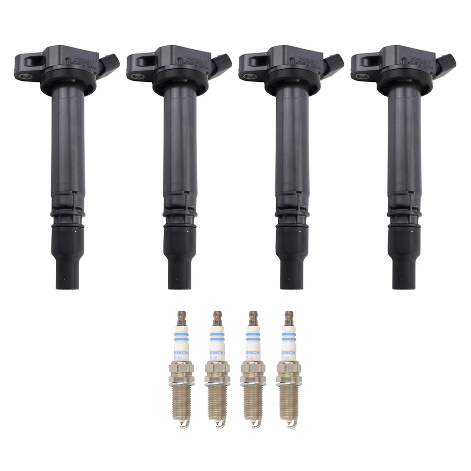 Denso 4 Ignition Coil 4 Bosch Double Iridium Spark Plugs Kit For Camry RAV4 L4 - Image 1 of 1
