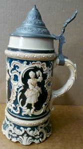 Vintage Reinhold Hanke Deutscher Zinn Deckelstein #1243 Hofpaar - Bild 1 von 9