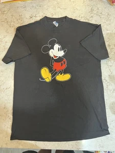 VINTAGE 80s MICKEY MOUSE BLACK T-SHIRT MEN SZ L 1980s DISNEYLAND Single Stitch - Picture 1 of 10