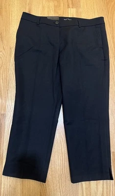 Calça cropped preta feminina Hilary Radley perna fina senta na cintura tamanho 14/24 pol. - Imagem 1 de 4