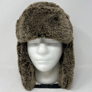 Vintage LAKE of the ISLES Trapper Hat Mens M Brown Faux Fur Lined Snowboard Cap - Picture 1 of 8