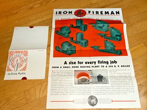 2 1930 - 1933 IRON FIREMAN Boiler / Furnace POSTER / UNUSED MAILERS - Picture 1 of 16