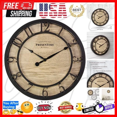 Elegant 10-Inch Farmhouse Wall Clock: Vintage Design & Silent Quartz Movement - Image 1 of 4