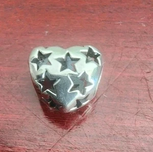 PANDORA S 925 ALE STERLING SILVER STARRY HEART CHARM - Picture 1 of 7