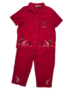 Jane Ashley Set Perlen bestickt XLP Hose & PL Top rot Safari Giraffe Zebra - Bild 1 von 15