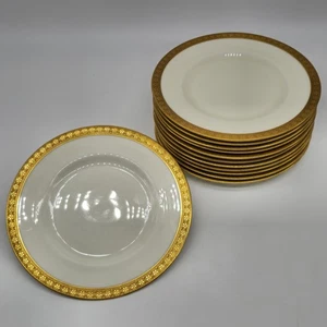 Lot of 12 Royal Doulton Gold Encrusted Bone China Salad Dessert Plates 8 Inch - Picture 1 of 5