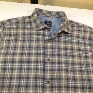 JOHNNY-O TOP SHELF BUTTON UP LAYERED SHIRT Mens L PLAID Gray & Blue  - Picture 1 of 7